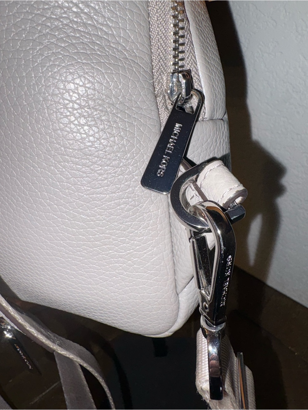 Michael Kors Pebbled Leather Mini Backpack NWOT Dove Gray Silver Hardware - Picture 4 of 9